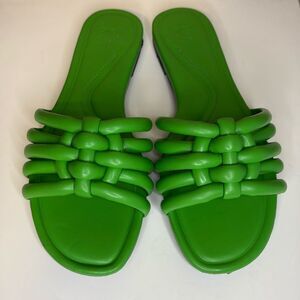 Zara Green Braided Flat Slip On Sandals size 35